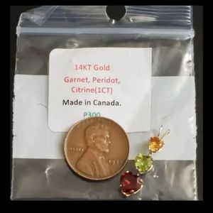Solid 10k yellow gold genuine gemstone pendant! Garnet, peridot, citrine for a t